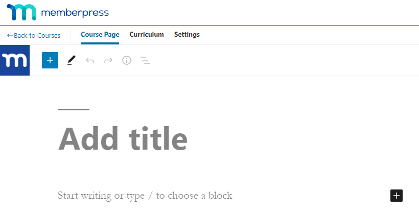 Using the Block Editor to create a MemberPress course page.