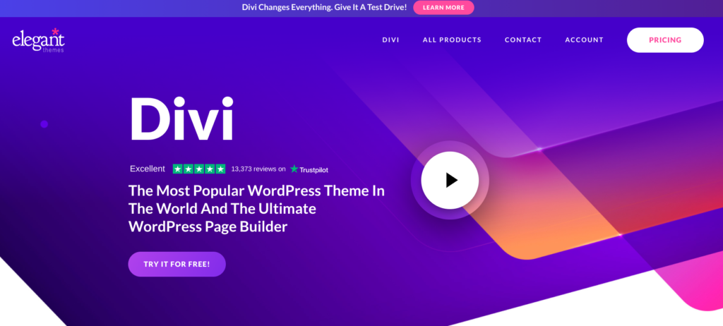 divi page builder homepage