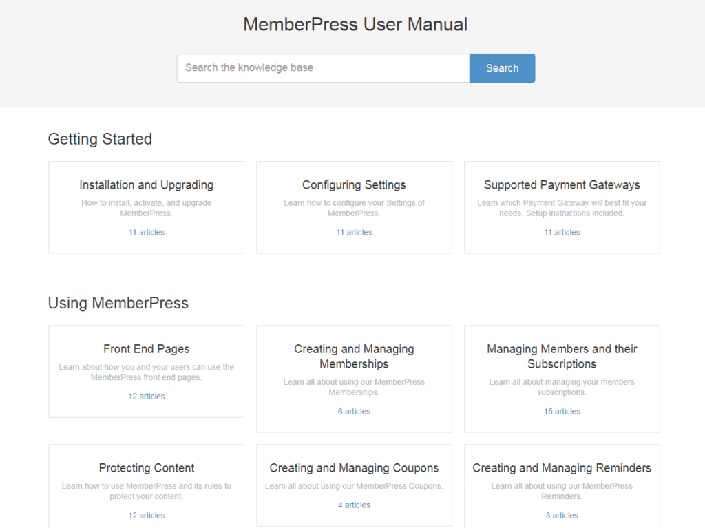 The MemberPress knowledge base.