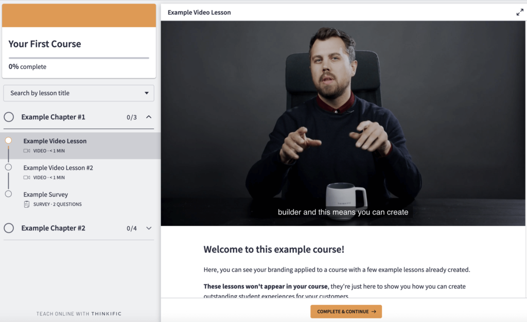 The Thinkific learning management and course creation system. 