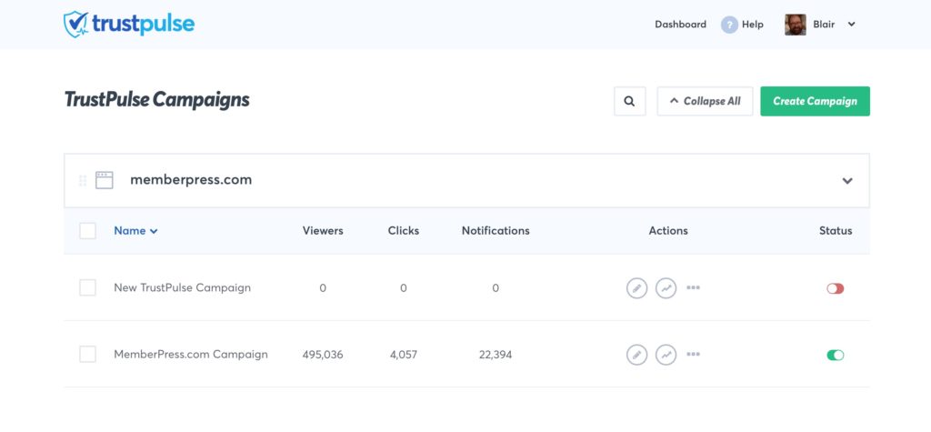 trustpulse Dashboard