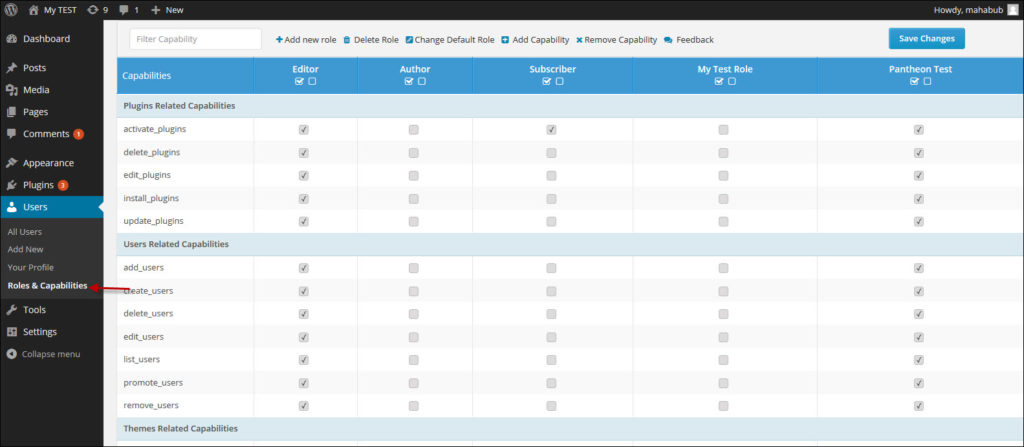 WordPress roles and capabilities