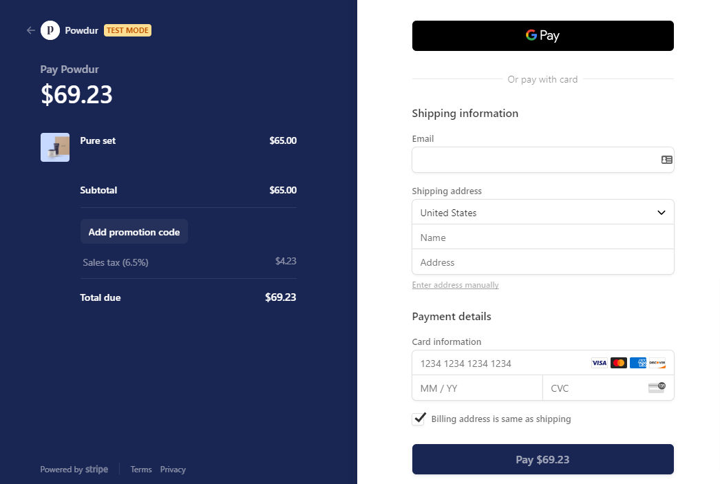 Google Pay Checkout Page Demo