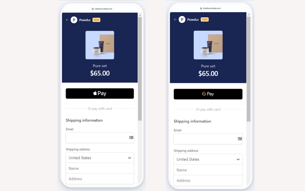 Apple Pay and Google Pay Mobile Views
