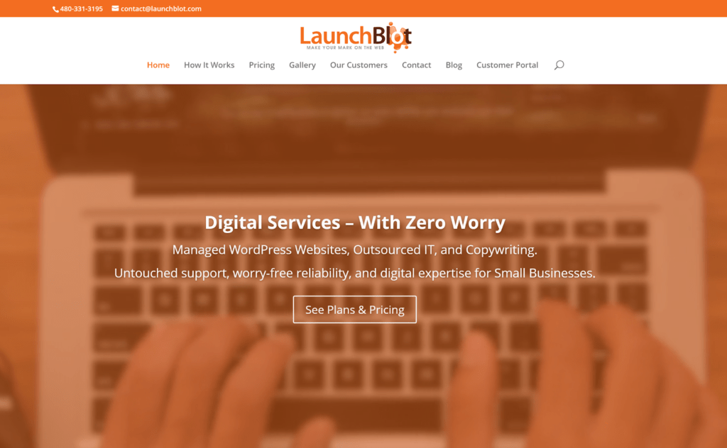 Launchblot homepage screenshot