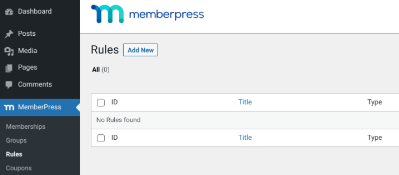 Hinzufügen einer neuen Regel in MemberPress.