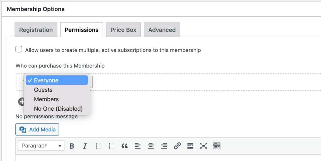 Setting limits on membership purchases