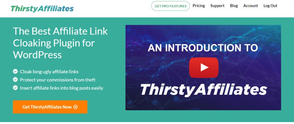 ThirstyAffiliates homepage 