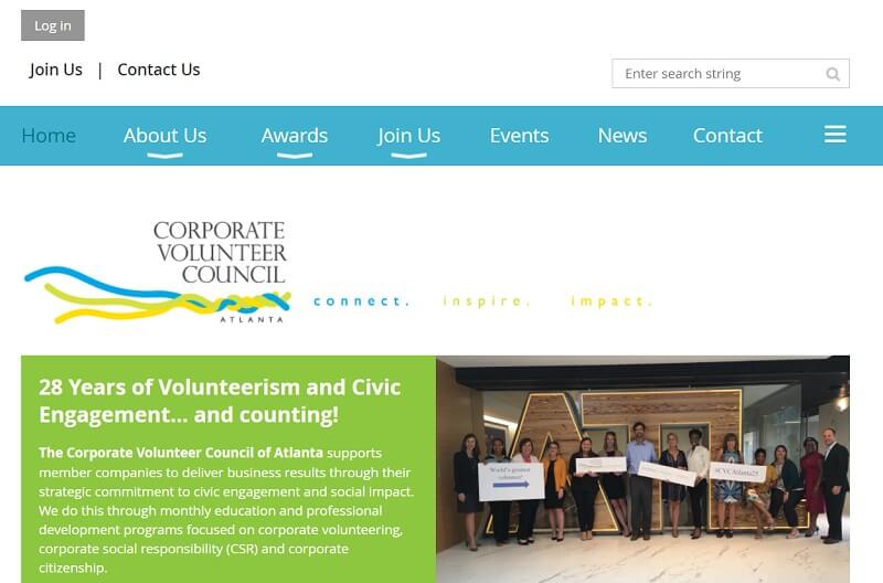 A screenshot of Corporate Volunteer Council of Atlanta community membership site