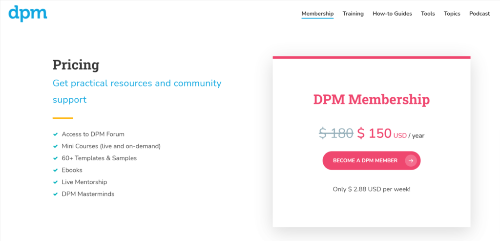 Digital Product Manager pricing page