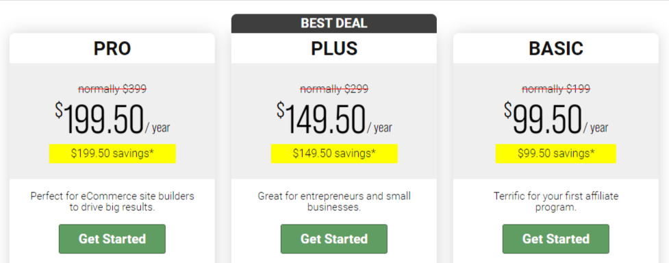 Easy Affiliate Pricing Page