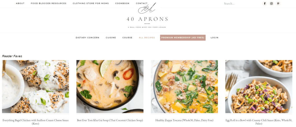 40 Aprons homepage - powered by MemberPress