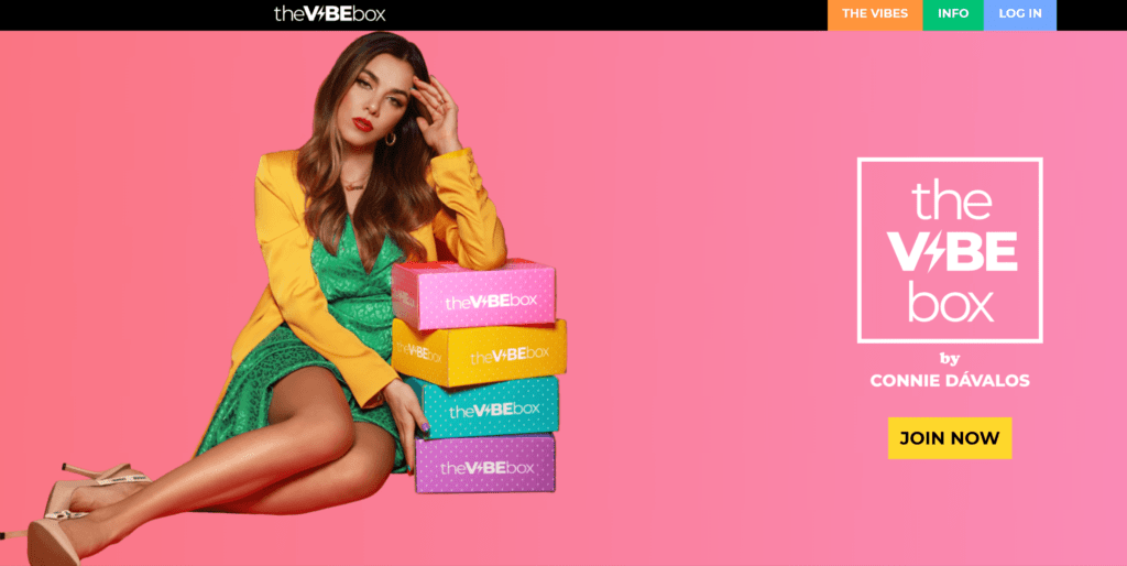 the vibe box homepage screenshot