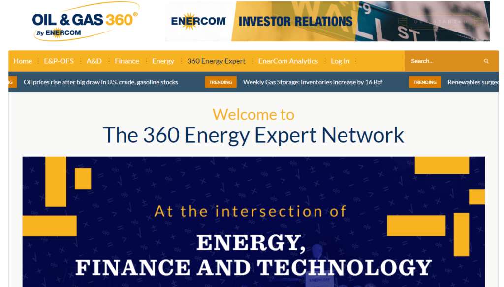 Oil Gas 360 homepage