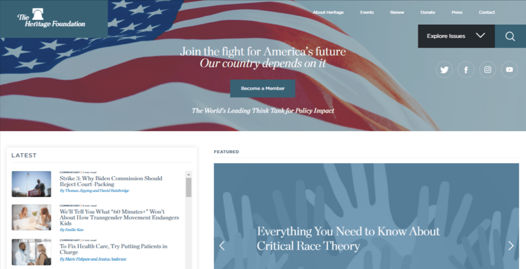 The Heritage Foundation homepage