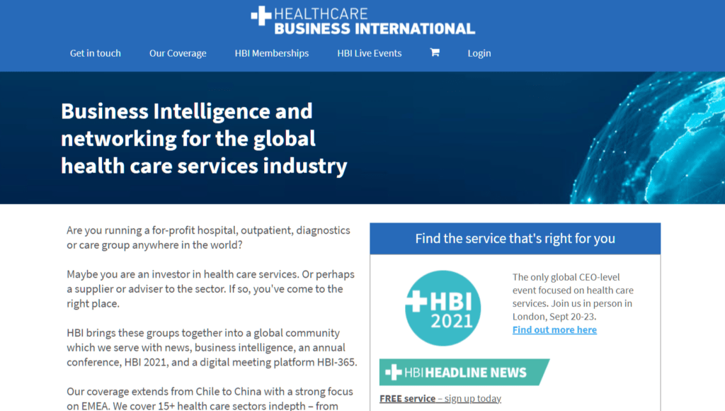 healthcare business international homepage