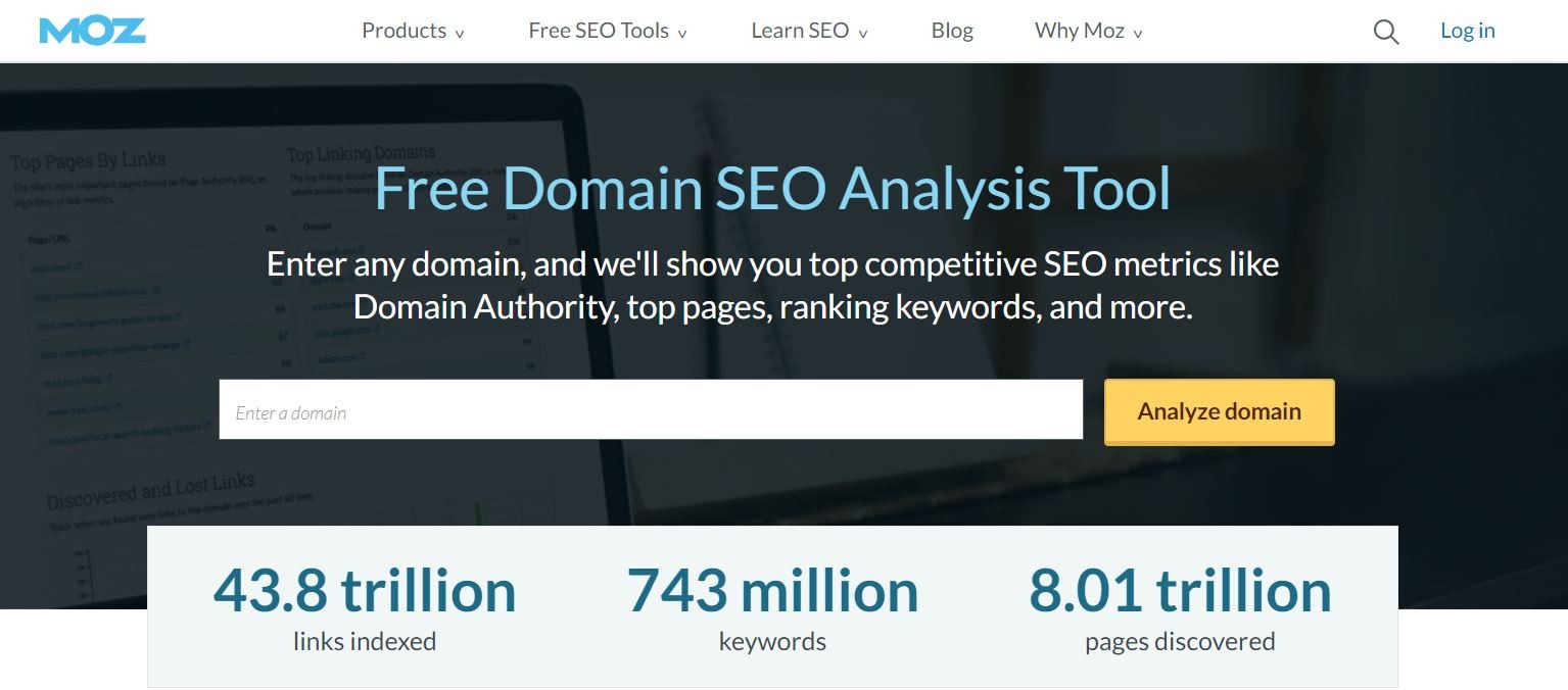 Moz enables you to check the domain authority of websites.