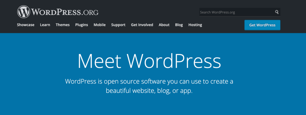 WordPress homepage