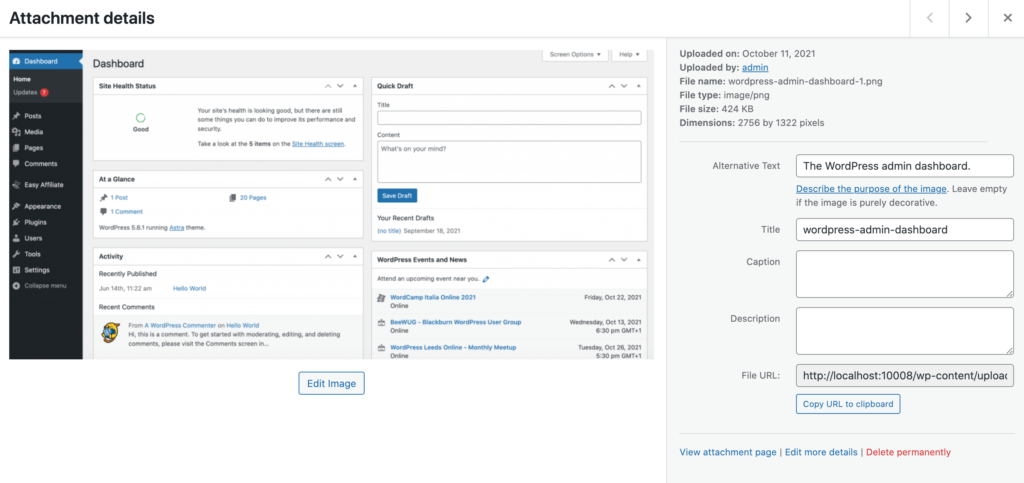 The WordPress Media gallery. 