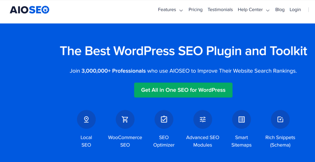 Página de inicio de SEO All In One