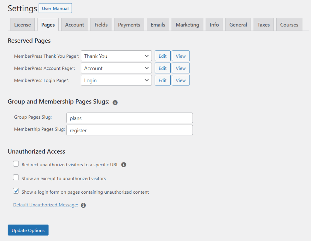 Set up login page.