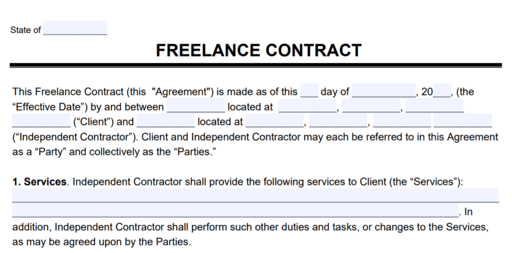 An example of a freelance contract