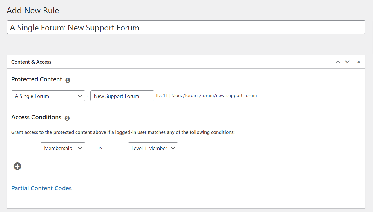 The option to add a new forum rule.