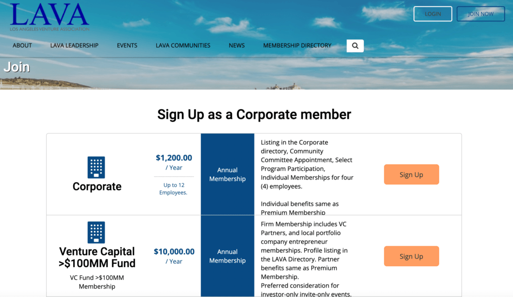 Los Angeles Venture Association corporate membership