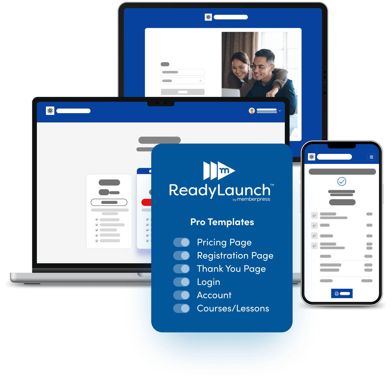 ReadyLaunch™ by MemberPress screenshot and features montage