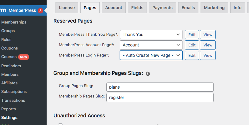 Adding a login page in MemberPress.
