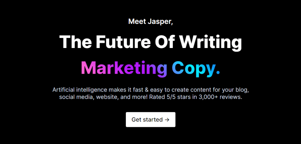 Jasper AI writing assistant landing page