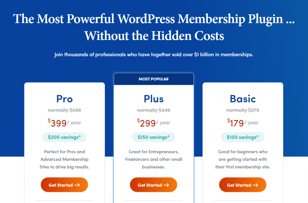 Memberpress pricing page