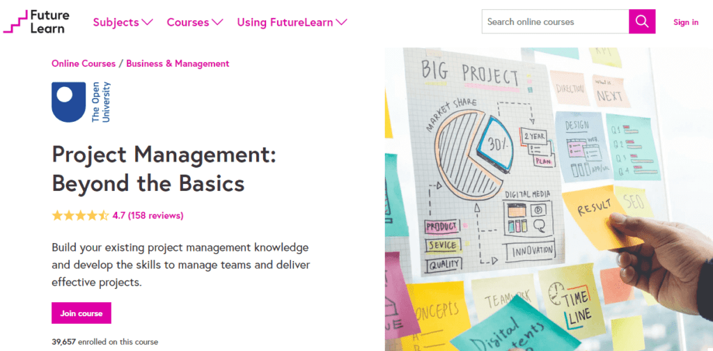 Project Management FutureLearn course is one of the most popular online courses for professional skills