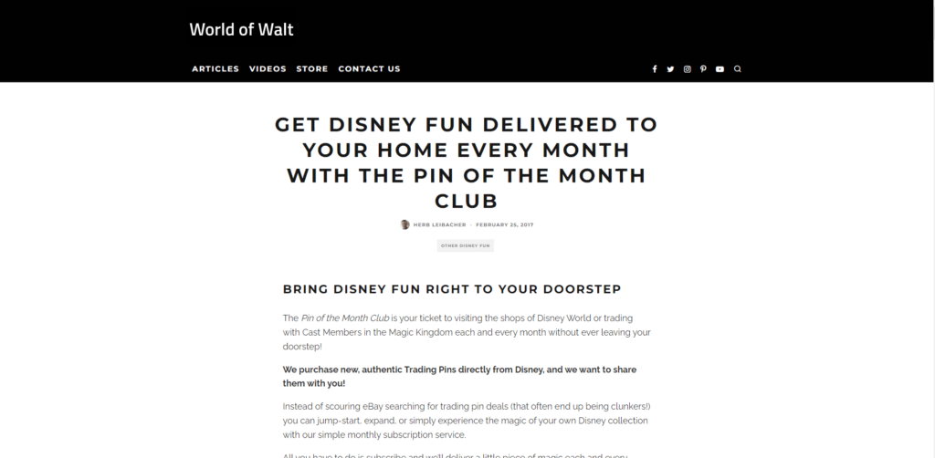 Homepage for World of Walt