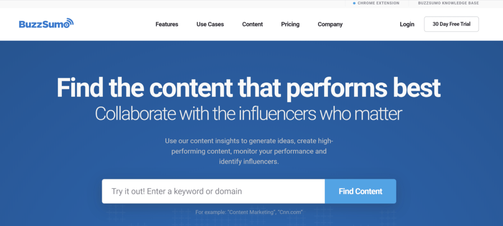 BuzzSumo homepage screenshot