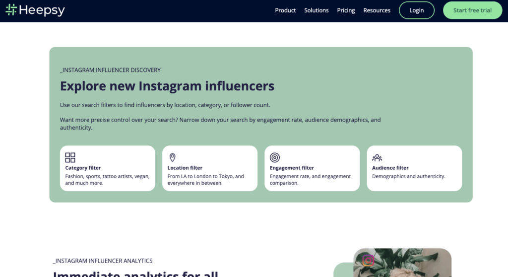 Heepsy Instagram influencer discovery tool