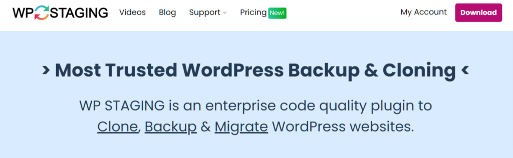 WP Staging WordPress backup plugin