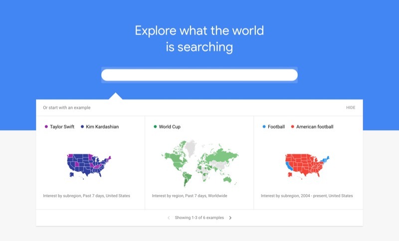 Screenshot from the Google Trends homepage