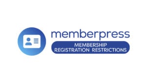Text reads "MemberPress membership registration restriction".