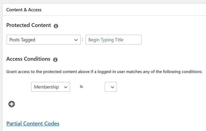 The Content Access settings in MemberPress