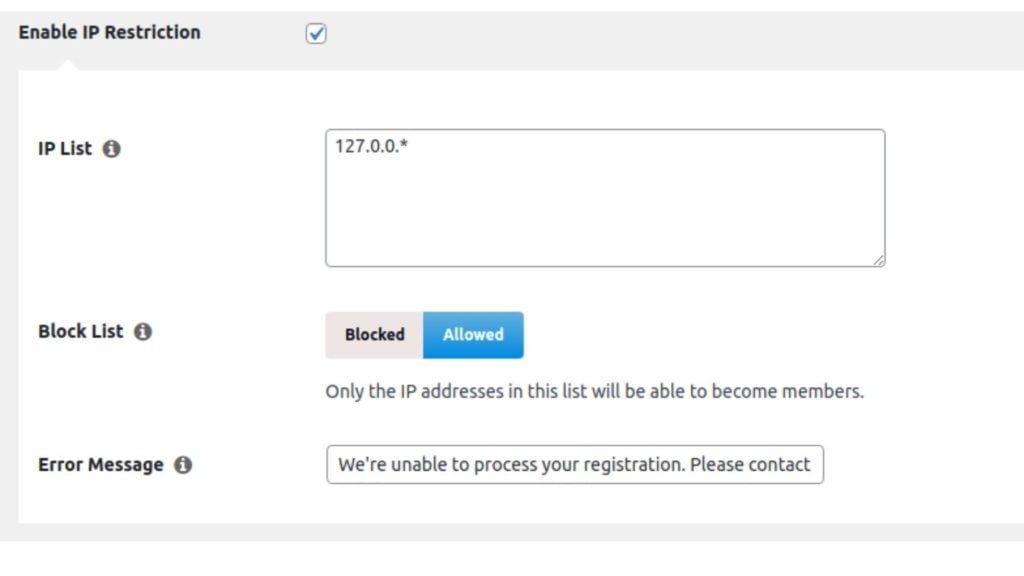 MemberPress Registration Restrictions Add-on screenshot