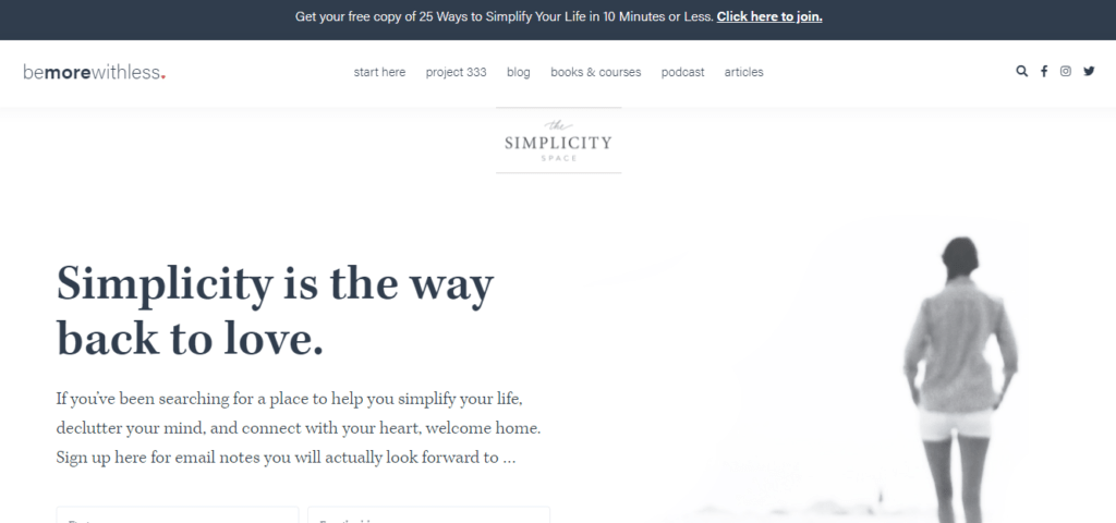Be More With Less homepage