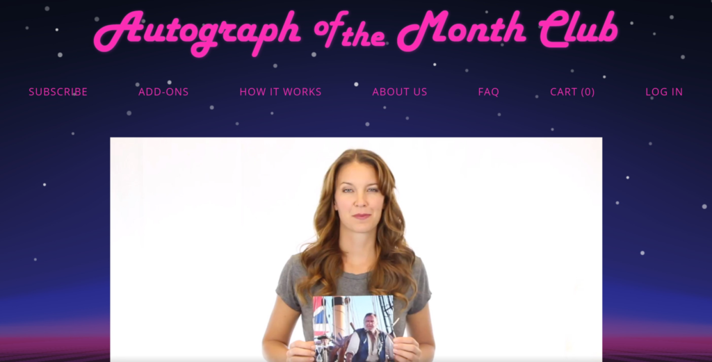 Autograph of the Month Club homepage screenshot