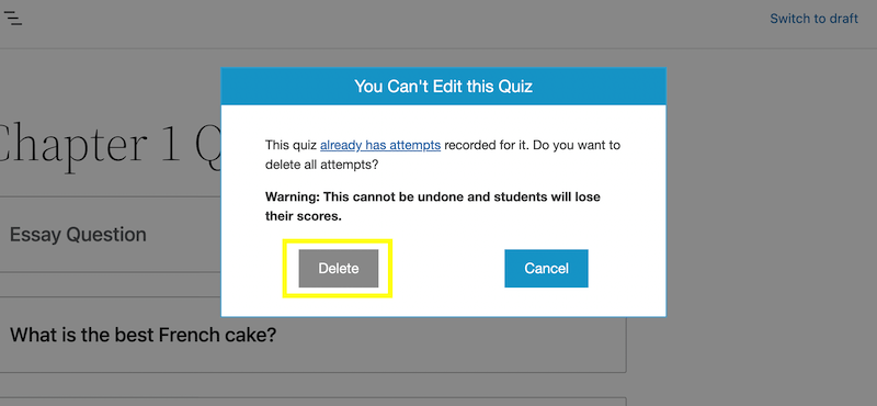 Delete a quiz – Help Center