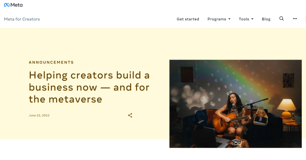 Meta for creators page