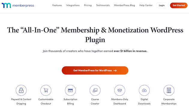 MemberPress homepage screenshot