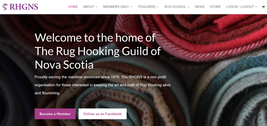 Rug Hooking Guild of Novia Scotia homepage screenshot