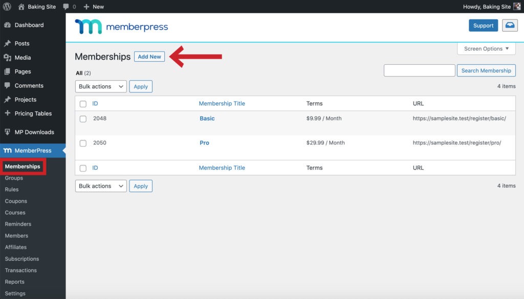 How to add a new membership in MemberPress.