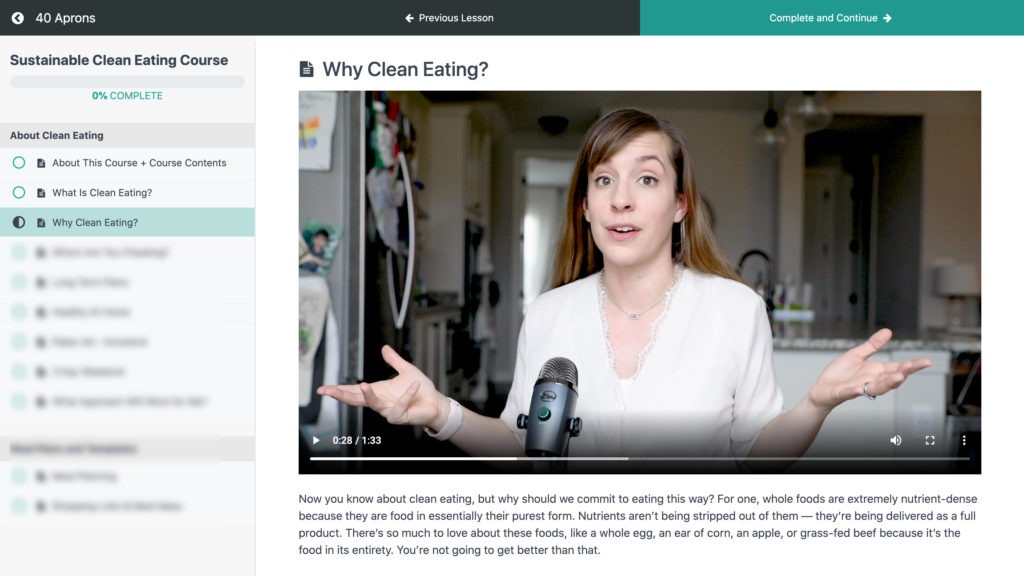 40 Aprons video course page.