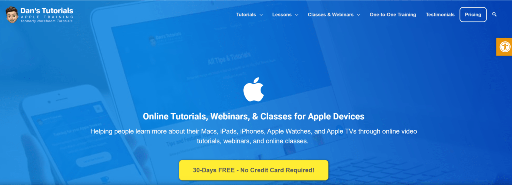 Dan's Tutorials homepage screenshot